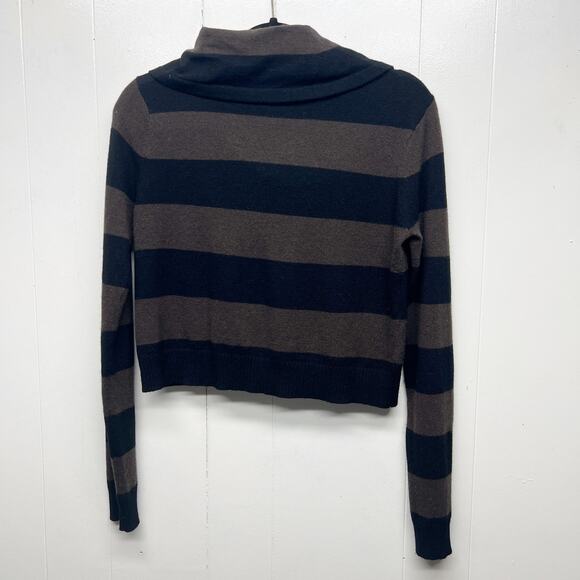 BCBG Maxazria Crop Cowl Neck Striped Women's Sweater Size Small Black & Brown - Picture 4 of 7